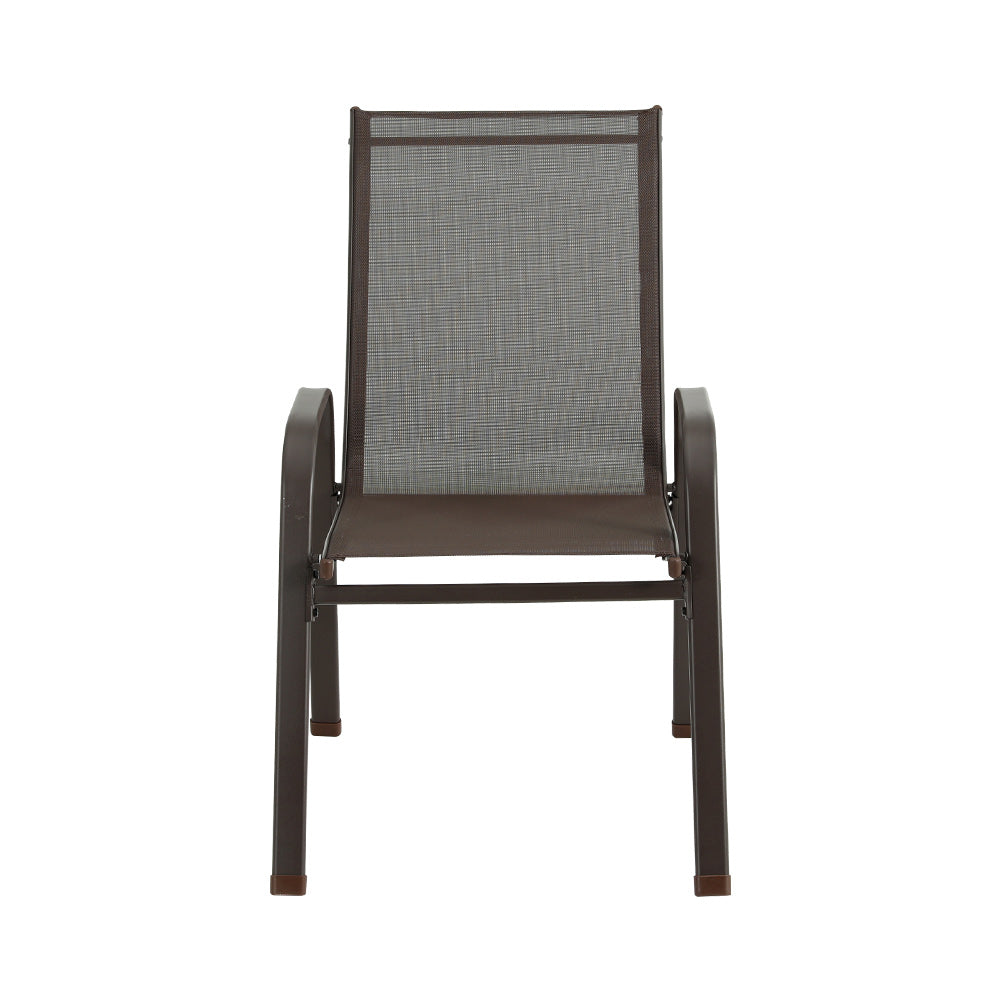 6PC Outdoor Dining Chairs | Stackable Lounge Chair | Patio Furniture | Brown