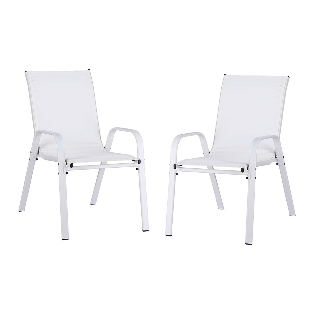 Gardeon Outdoor Chairs | 2PCS | Stackable Patio Dining Lounge | White