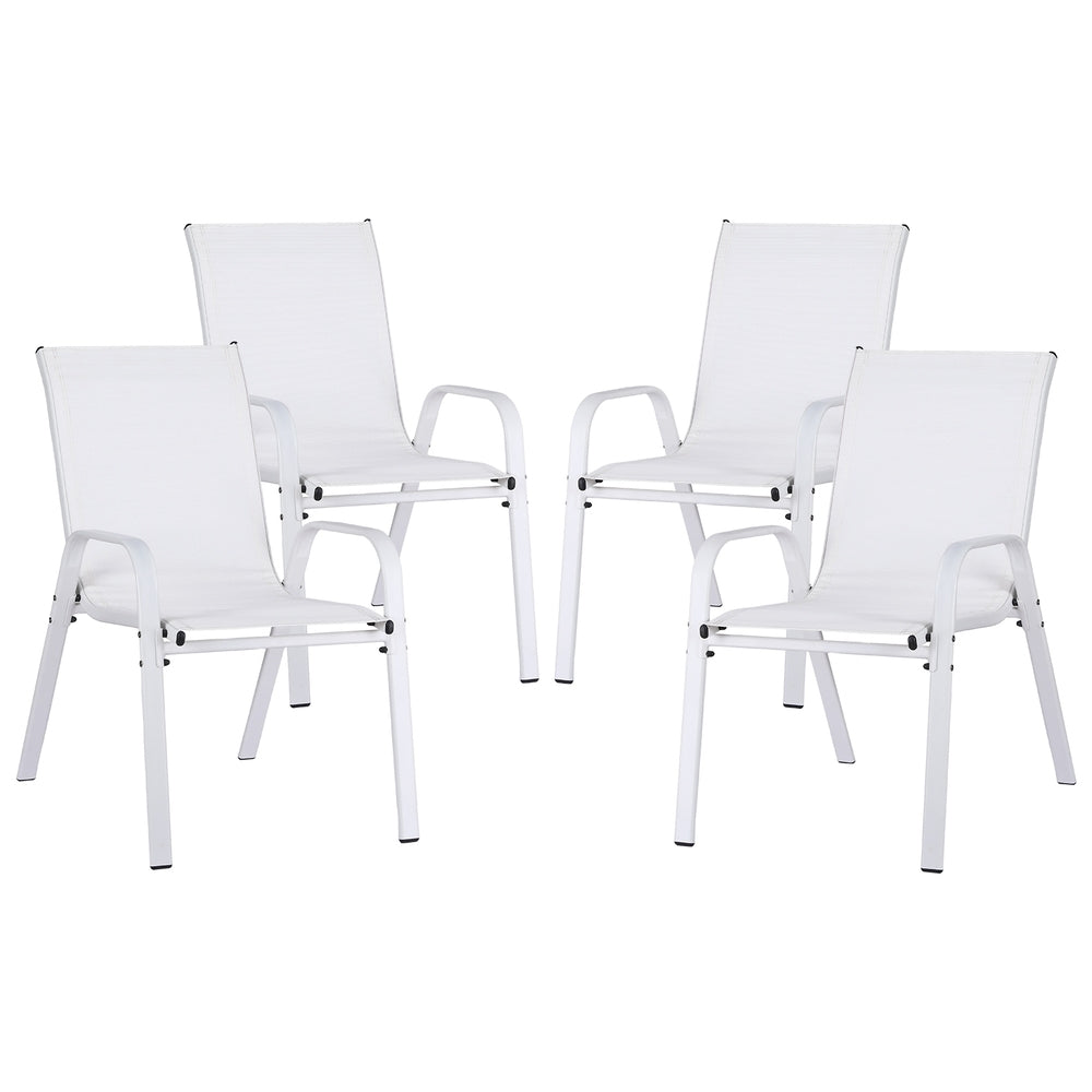 Gardeon Outdoor Chairs | 4PCS | Stackable Patio Lounge | White