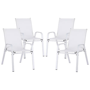 Gardeon Outdoor Chairs | 4PCS | Stackable Patio Lounge | White