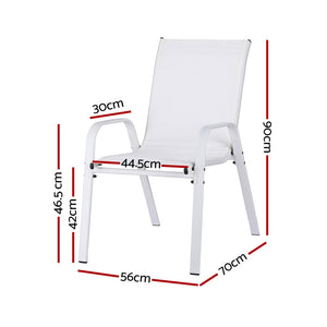Gardeon Outdoor Chairs | 4PCS | Stackable Patio Lounge | White