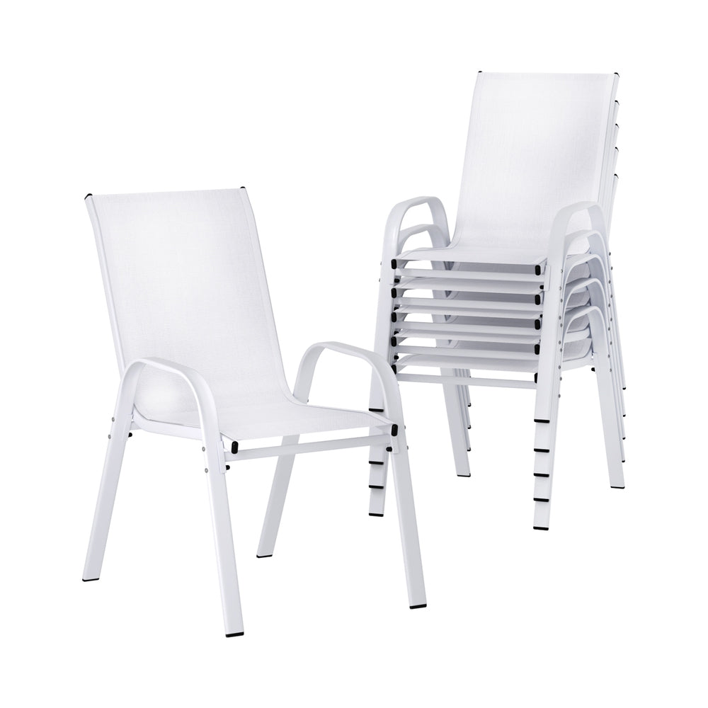 Gardeon Outdoor Chairs | 6PCS | Stackable Patio Dining Chairs | White
