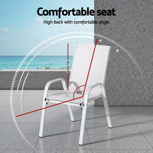 Gardeon Outdoor Chairs | 6PCS | Stackable Patio Dining Chairs | White