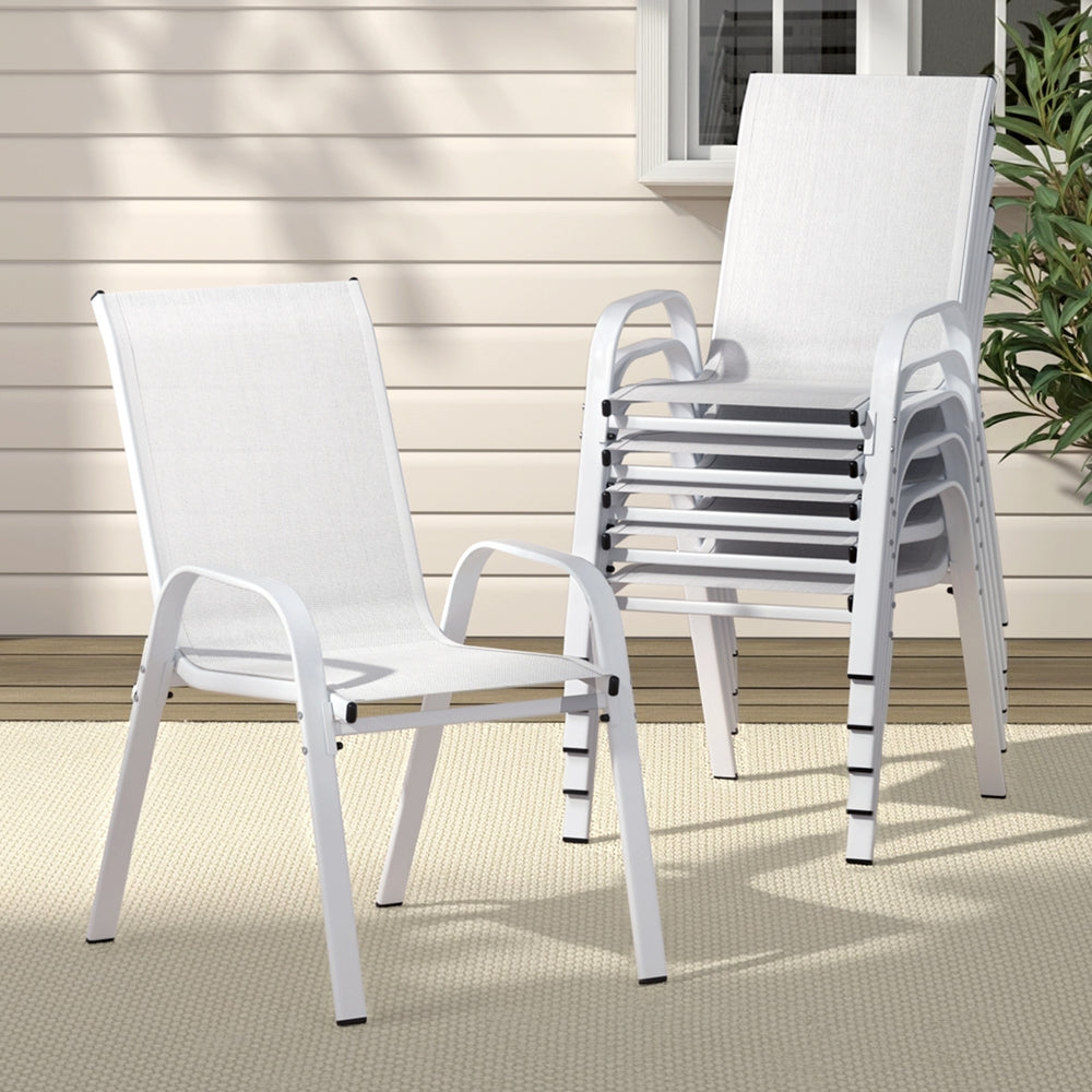 Gardeon Outdoor Chairs | 6PCS | Stackable Patio Dining Chairs | White