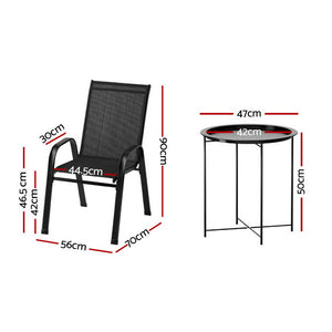 Outdoor Bistro Set | 3-Piece Patio Furniture | Black Stackable Table & Chairs