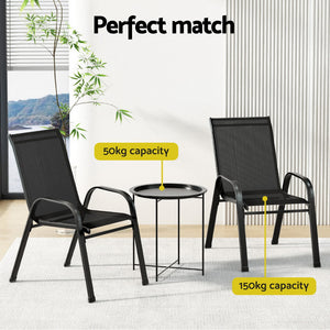 Outdoor Bistro Set | 3-Piece Patio Furniture | Black Stackable Table & Chairs