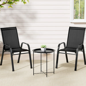 Outdoor Bistro Set | 3-Piece Patio Furniture | Black Stackable Table & Chairs