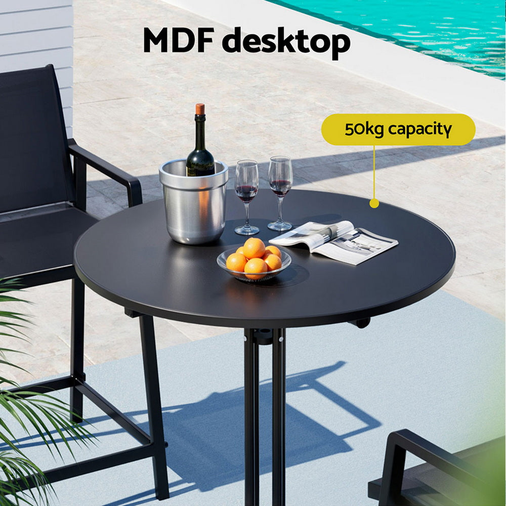 Round Outdoor Bar Table | Folding | 109cm | Patio | Black
