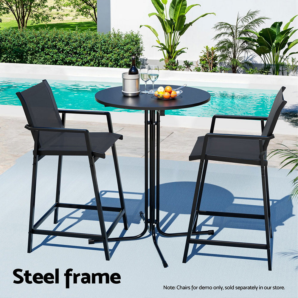 Round Outdoor Bar Table | Folding | 109cm | Patio | Black