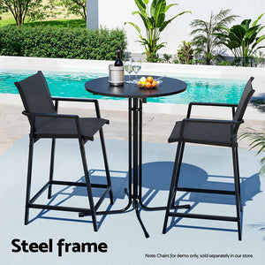 Round Outdoor Bar Table | Folding | 109cm | Patio | Black