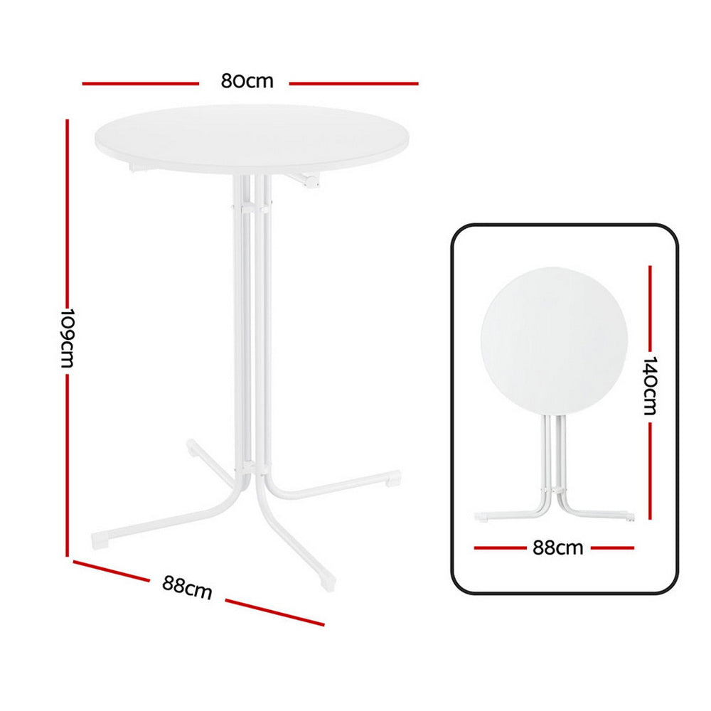 Round Folding Bar Table | 109cm | Outdoor Patio | White