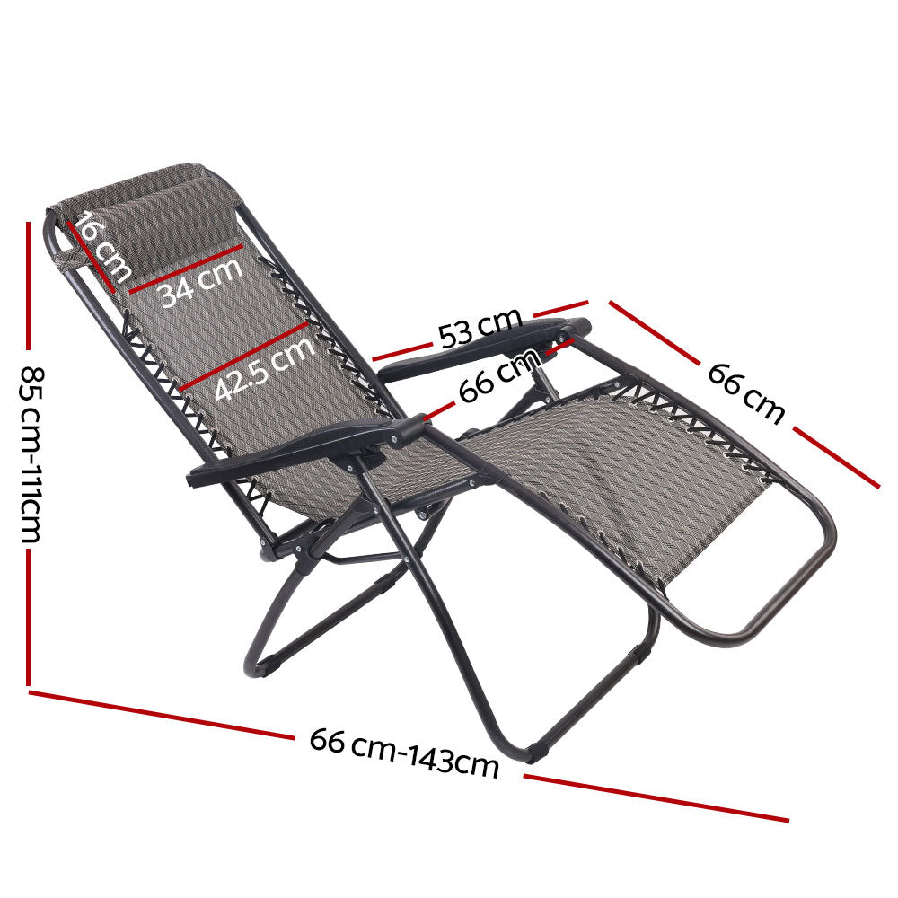 Zero Gravity Chair | Folding Outdoor Recliner | Adjustable Sun Lounge | Camping | Grey