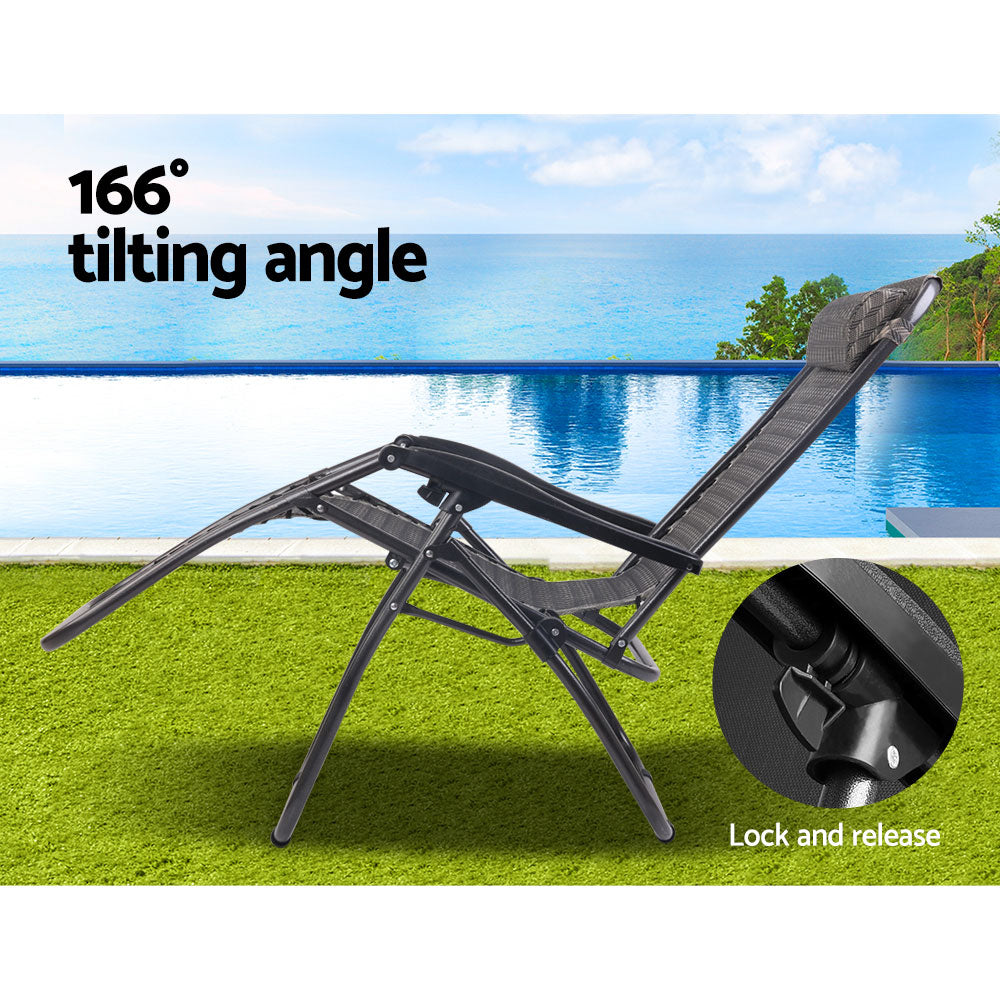 Zero Gravity Chair | Folding Outdoor Recliner | Adjustable Sun Lounge | Camping | Grey