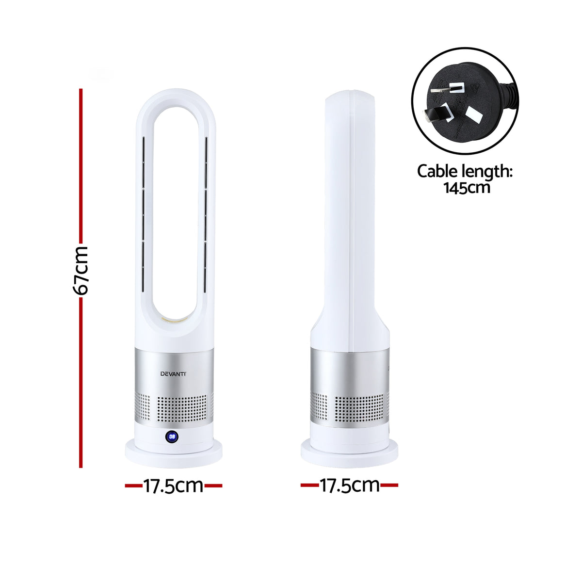 Bladeless Tower Fan Heater | 2-in-1 Cooling & Heating | Oscillating | White
