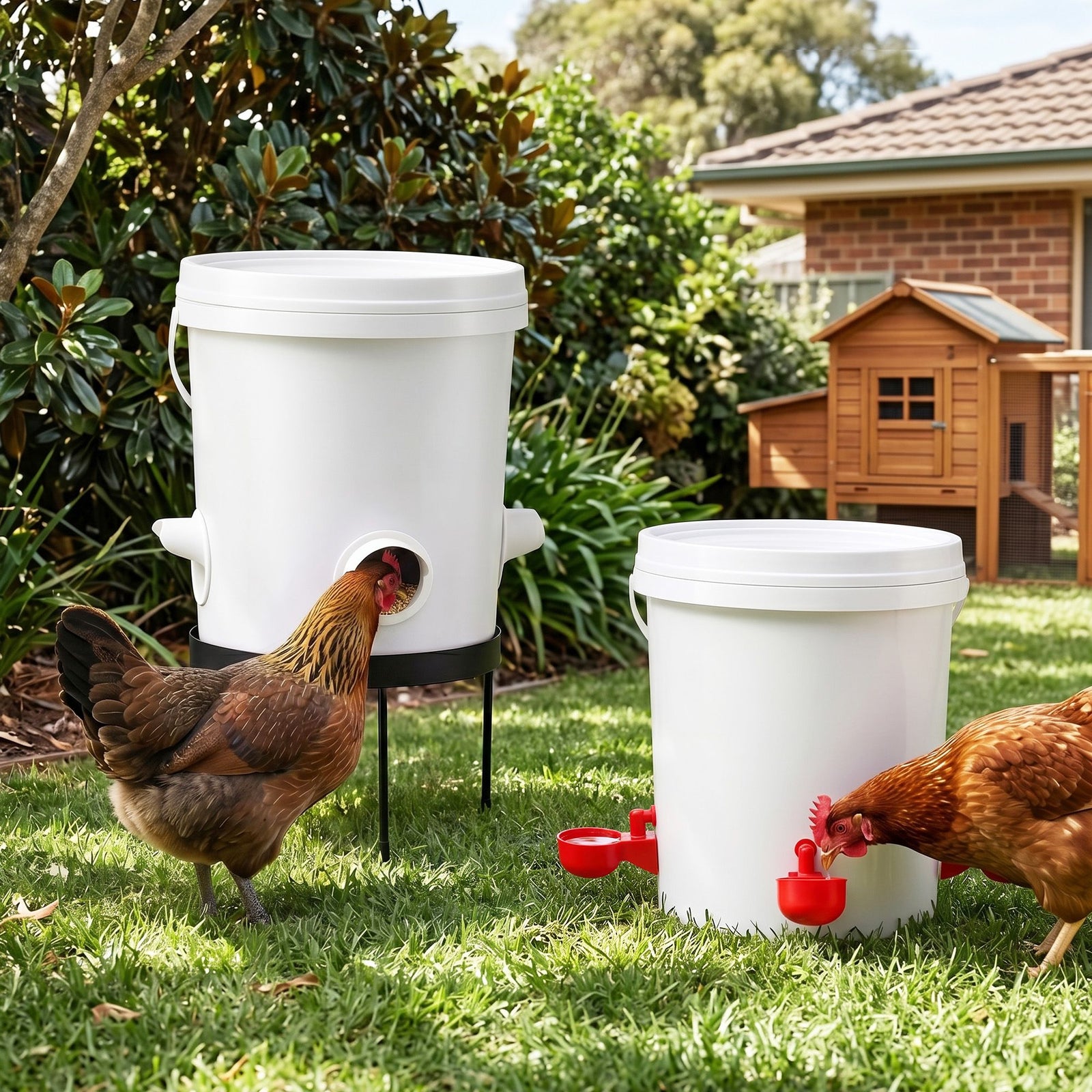 Chicken Feeder & Waterer Set | 2 x 20L Automatic Poultry Dispensers