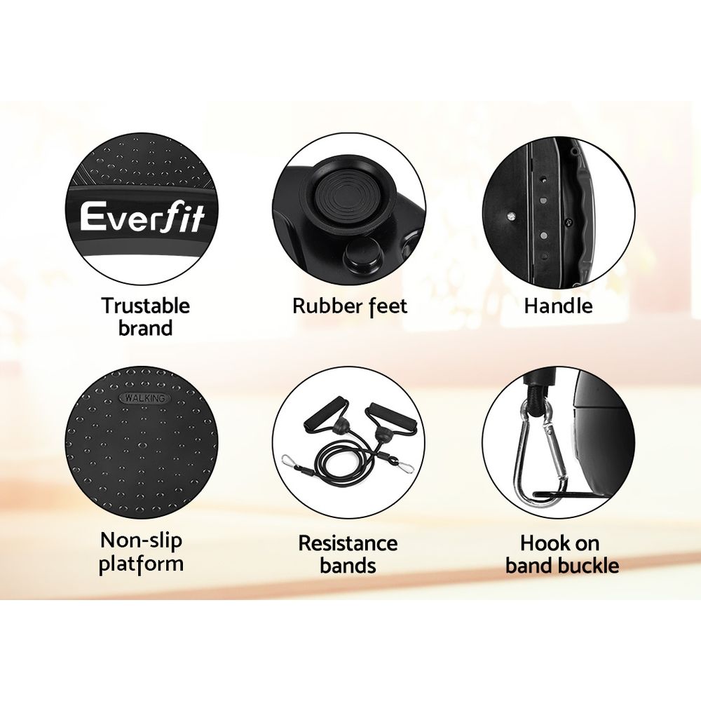 Everfit Vibration Machine Platform | Vibrator Resistance Rope | Home Fitness | Black