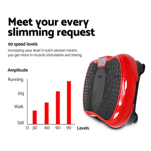 Everfit Vibration Machine Platform | Vibrator Resistance Rope | Home Fitness | Red