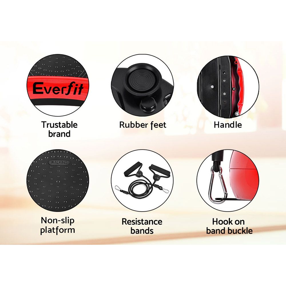 Everfit Vibration Machine Platform | Vibrator Resistance Rope | Home Fitness | Red