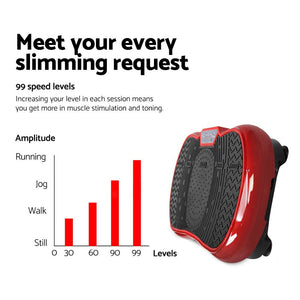 Everfit Vibration Machine Platform | Resistance Rope | Home Fitness | Dark Red