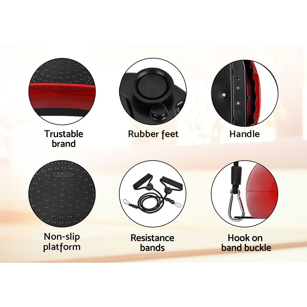 Everfit Vibration Machine Platform | Resistance Rope | Home Fitness | Dark Red