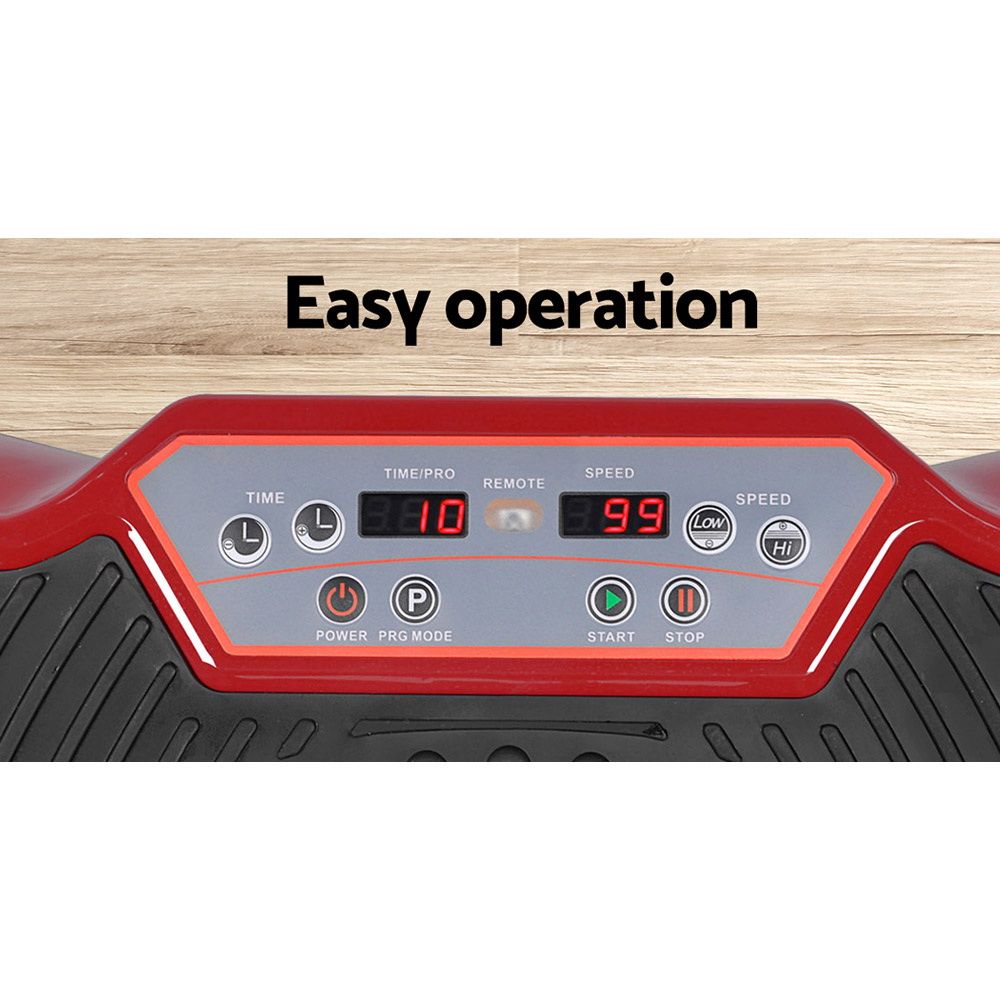 Everfit Vibration Machine Platform | Resistance Rope | Home Fitness | Dark Red