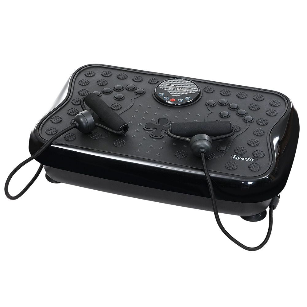 Everfit Vibration Machine Platform | Vibrator With Resistance Rope | Home Gym | Black