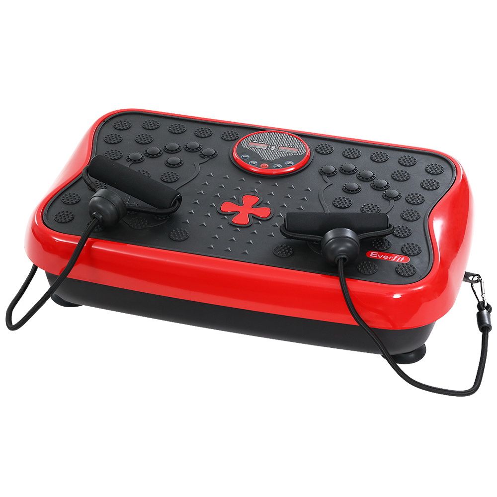 Everfit Vibration Machine Platform | Vibrator with Resistance Rope | Home Gym | Red