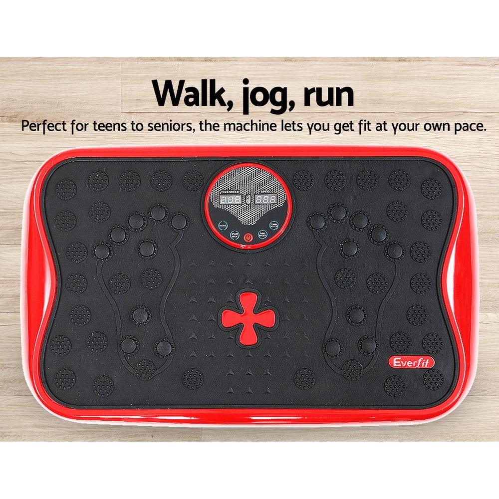 Everfit Vibration Machine Platform | Vibrator with Resistance Rope | Home Gym | Red