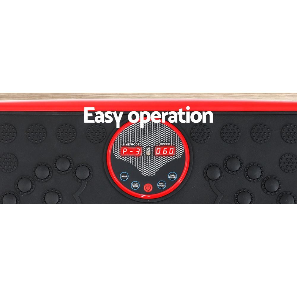 Everfit Vibration Machine Platform | Vibrator with Resistance Rope | Home Gym | Red