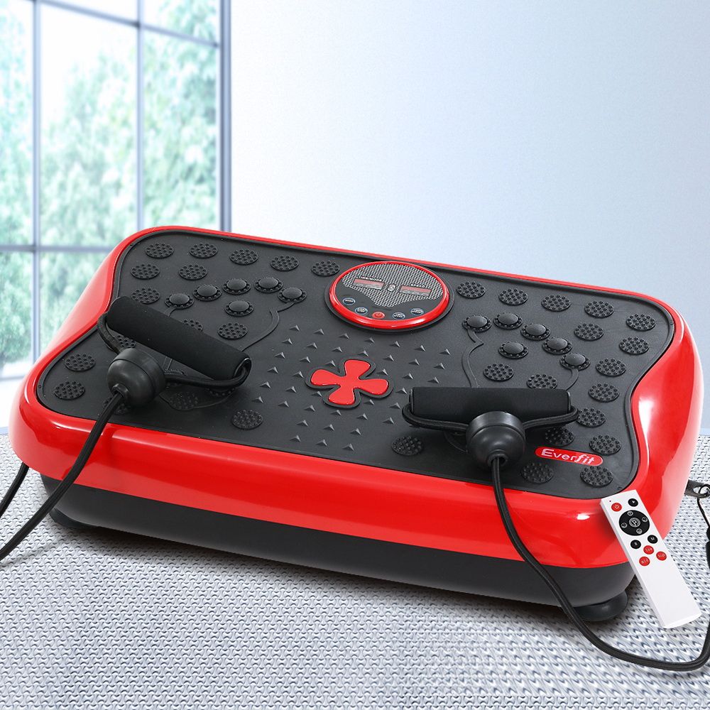 Everfit Vibration Machine Platform | Vibrator with Resistance Rope | Home Gym | Red
