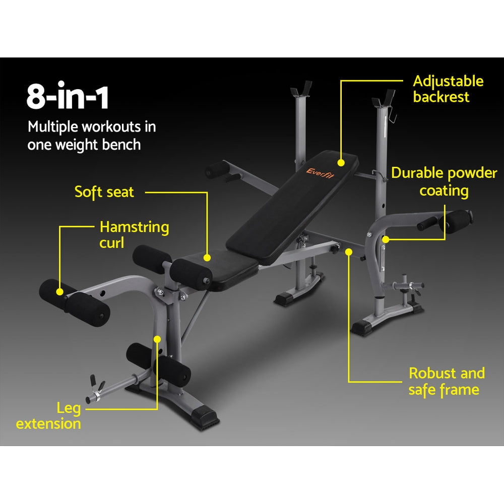 Everfit Weight Bench 8 in 1 | Bench Press | Adjustable | Home Gym Station | 200kg