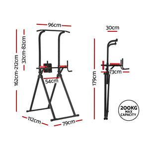 Chin Up Tower | Pull Up & Dip Station | Folding Home Gym | Black