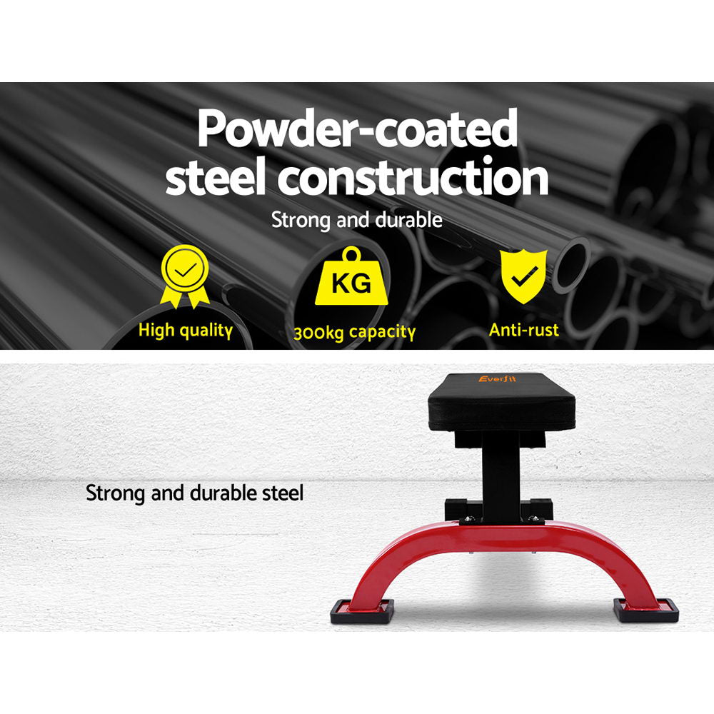 Everfit Weight Bench | Flat Bench Press | Home Gym Fitness | 300KG Capacity