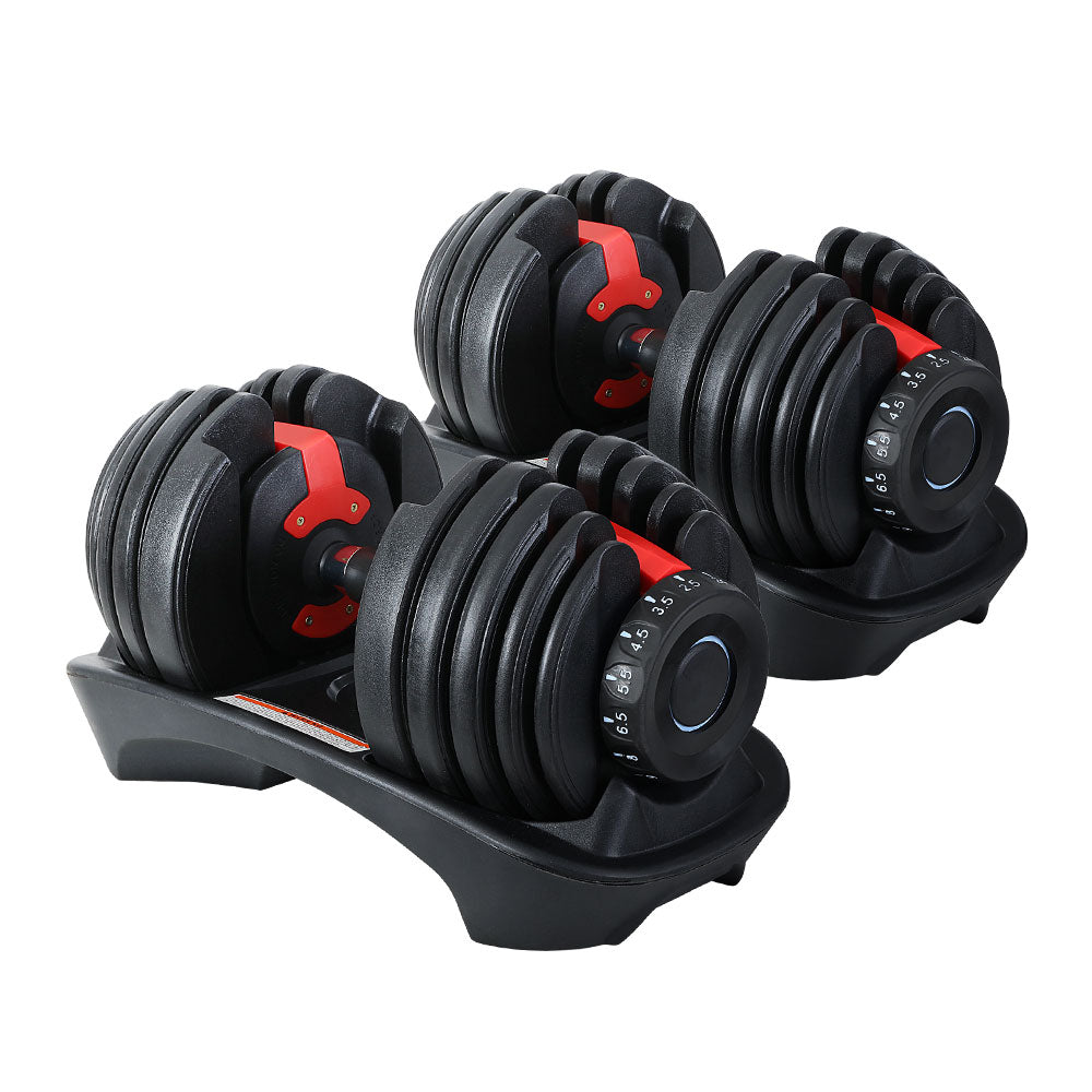 Everfit 24kg Dumbbells Adjustable Dumbbell | Weight Plates | Home Gym | 2pcs