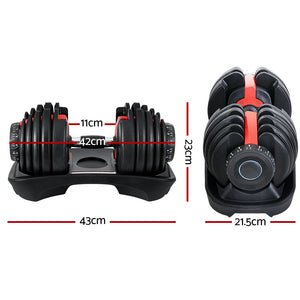Everfit 24kg Dumbbells Adjustable Dumbbell | Weight Plates | Home Gym | 2pcs
