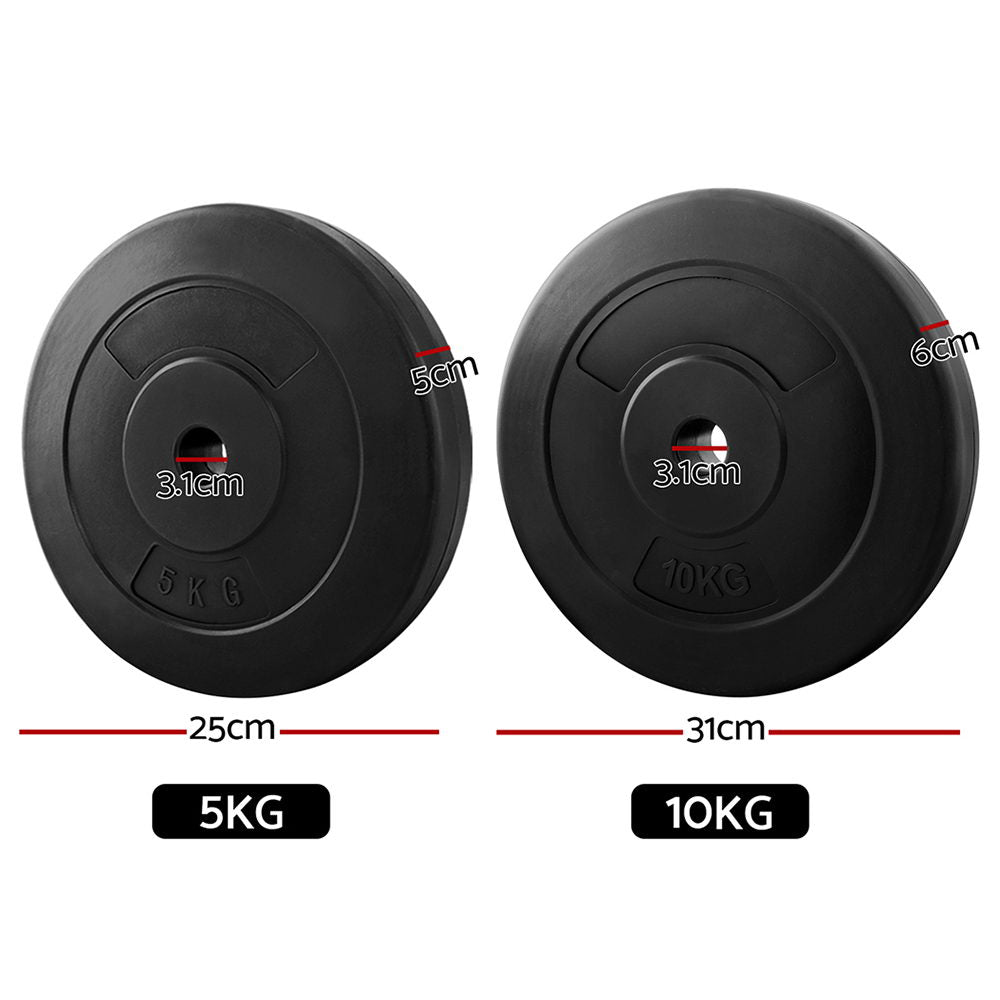 Everfit 50kg Barbell Weight Plates | Standard | Home Gym | Press Fitness Exercise