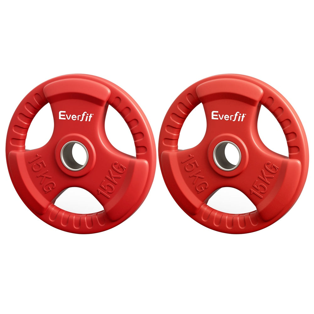 Everfit Weight Plates | Standard 15kgx2 | Dumbbell Barbell Plate | Weight Lifting | Home Gym | Red