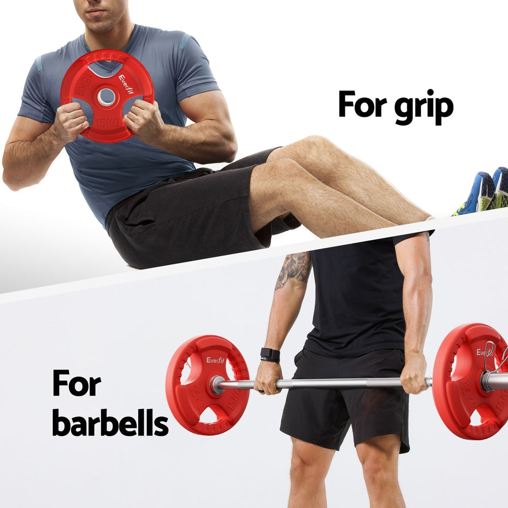 Everfit Weight Plates | Standard 15kgx2 | Dumbbell Barbell Plate | Weight Lifting | Home Gym | Red