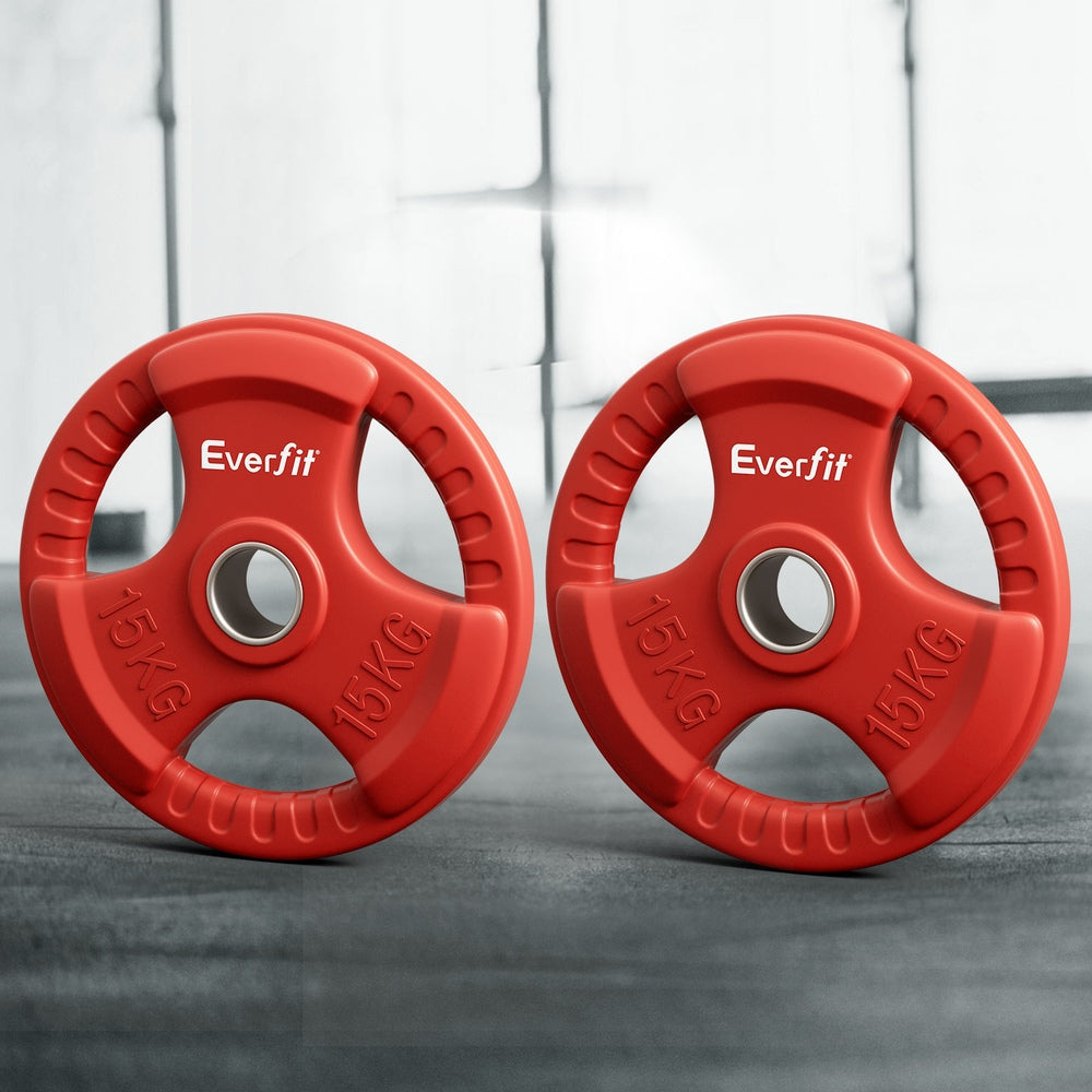 Everfit Weight Plates | Standard 15kgx2 | Dumbbell Barbell Plate | Weight Lifting | Home Gym | Red