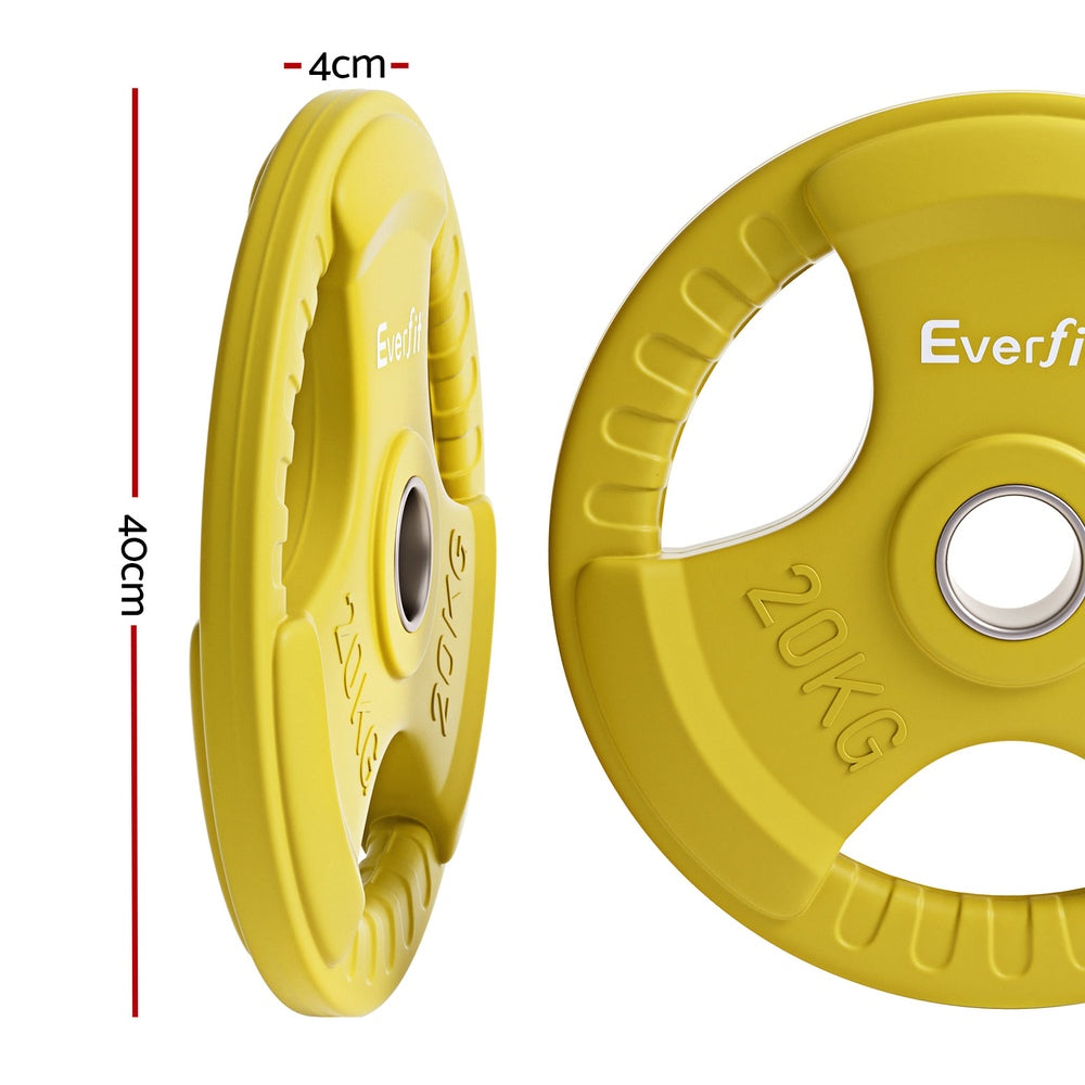 Everfit Weight Plates | Standard 20kgx2 | Dumbbell Barbell Plate | Weight Lifting | Home Gym | Yellow