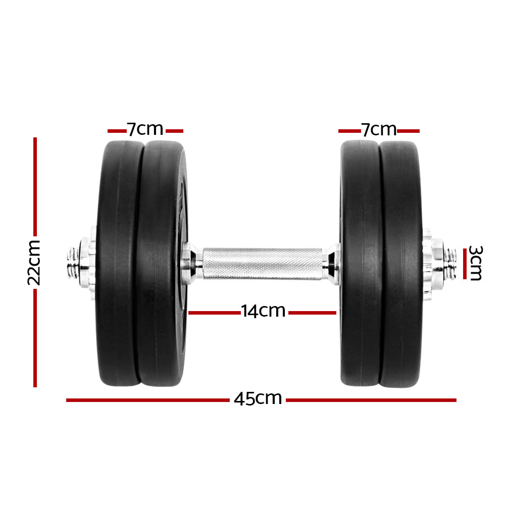 Everfit 25kg Dumbbell Set | Weight Plates | Dumbbells | Lifting Bench