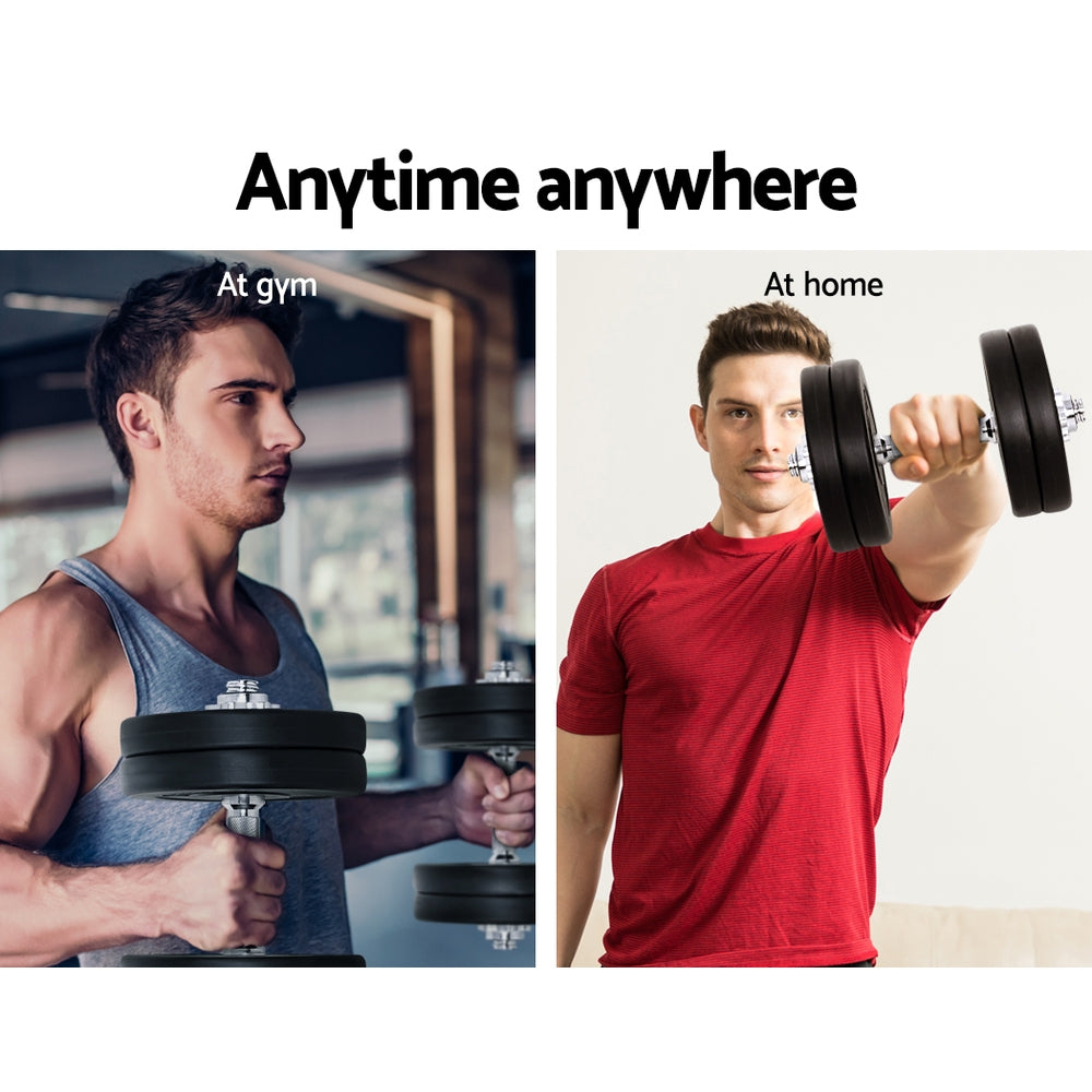 Everfit 25kg Dumbbell Set | Weight Plates | Dumbbells | Lifting Bench