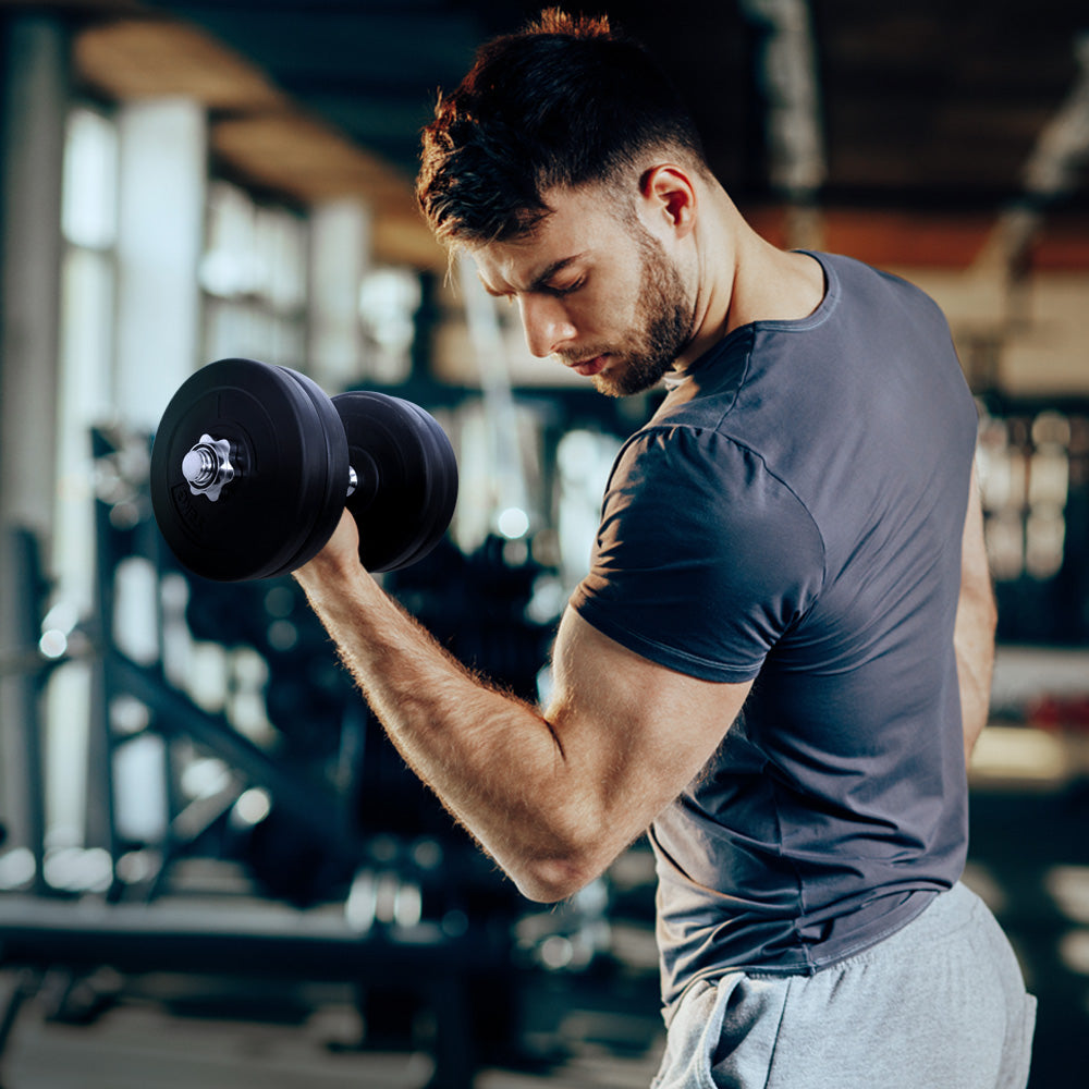 Everfit 25kg Dumbbell Set | Weight Plates | Dumbbells | Lifting Bench