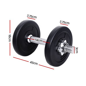 Everfit 10kg Dumbbell Set | Weight Plates | Dumbbells | Lifting Bench