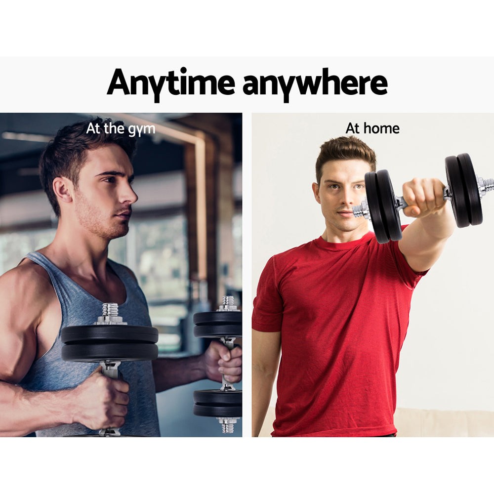 Everfit 10kg Dumbbell Set | Weight Plates | Dumbbells | Lifting Bench