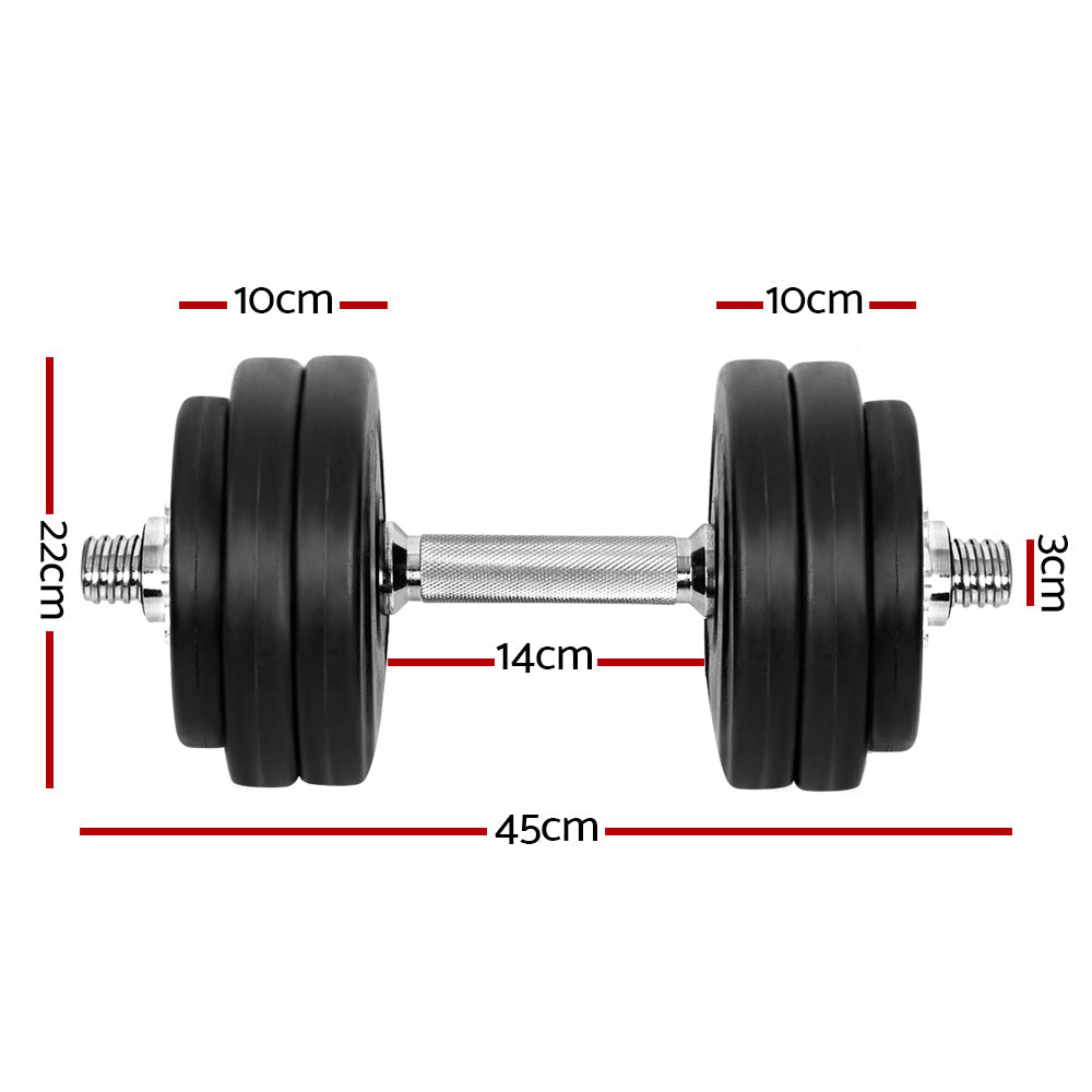 Everfit 30kg Dumbbell Set | Weight Plates | Dumbbells | Lifting Bench