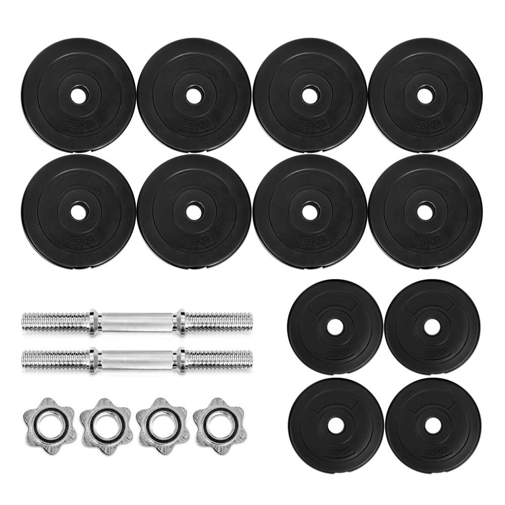 Everfit 30kg Dumbbell Set | Weight Plates | Dumbbells | Lifting Bench