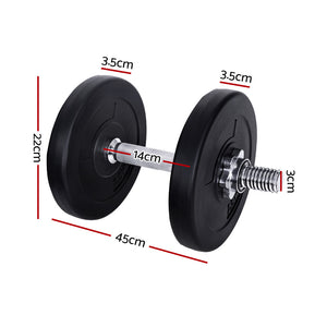 Everfit 15kg Dumbbell Set | Weight Plates | Dumbbells | Lifting Bench