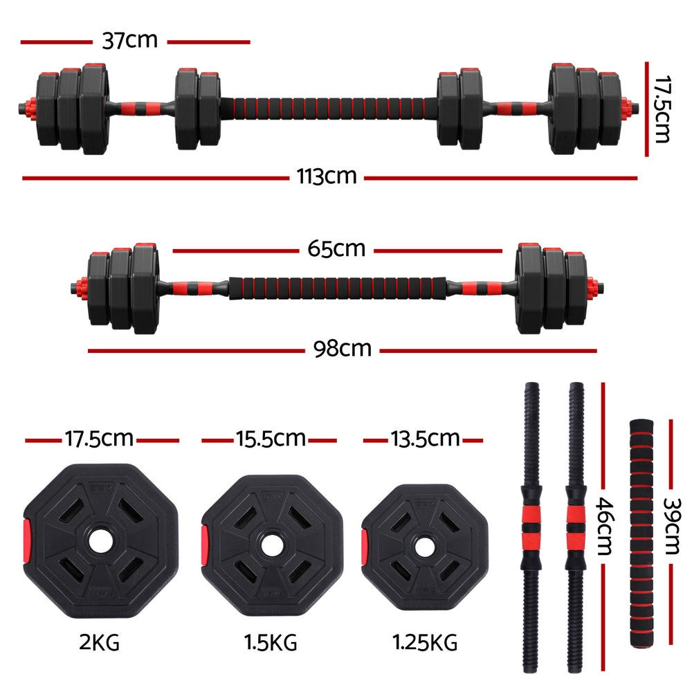 Everfit Dumbbell Barbell Set | 20kg | Adjustable | Weight Plates