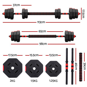 Everfit Dumbbell Barbell Set | 20kg | Adjustable | Weight Plates